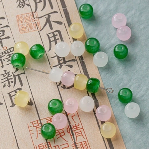 DIY jewelry beads in green and pink faux jade for traditional Chinese style necklaces