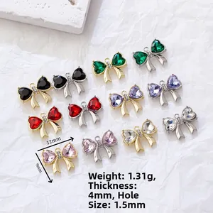 Colgante de lazo minimalista en aleación con circonitas para creación de joyas DIY