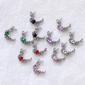 Pendentifs lune et étoile étincelants avec strass et perles pour bijoux DIY