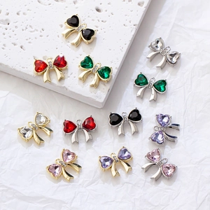 Dijes de Lazo de Circonia de Corazón de Aleación para Hacer Joyas DIY Collar Pulsera Accesorio Colgante Galvanizado