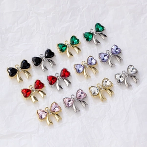 Colgante de lazo minimalista con circonitas incrustadas para joyería artesanal DIY