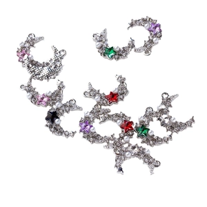 Pendentifs lune scintillants avec strass et étoiles colorées pour création de bijoux DIY