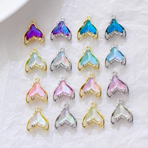Pendentifs queue de sirène colorés en résine et cristal pour création de bijoux DIY