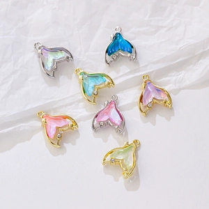 Pendentifs queue de poisson dégradés avec strass pour la création de bijoux DIY