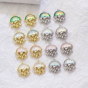 Detailed view of colorful jellyfish alloy pendants for DIY necklace and earring making