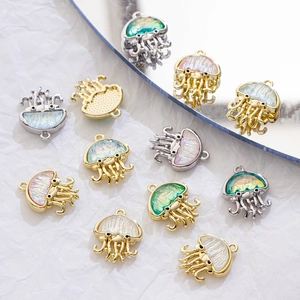 Cute Marine Iridescent Jellyfish Alloy Pendants For DIY Jewelry Making Necklace Earrings Charms Jewelry Craft Accessory
