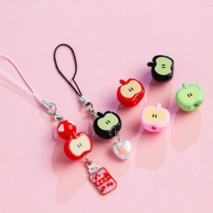 Colorful acrylic apple beads for DIY jewelry and phone charms in various vibrant shades