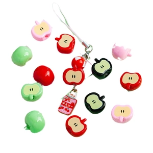DIY colorful acrylic apple shaped loose beads and cherry juice box charm pendant set