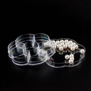 Flower shaped 7-grid transparent jewelry storage box for nail art and craft beads