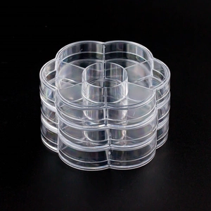 Four layers of transparent 7-grid flower-shaped plastic boxes for nail art bead storage