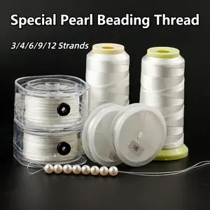 White Polyester Artificial Pearl Beading Thread High Strength Durable Cord For DIY Jewelry Bracelet Necklace Handcrafted Accessories