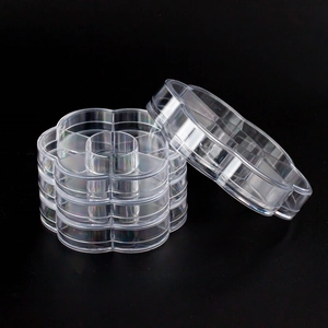 Transparent Flower Shaped Multi-Grid Plastic Storage Box With Lid For Jewelry Nail Art Beads DIY Accessories Organizer