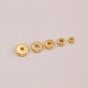 Polished 14K gold plated copper spacer beads in 5 gradient sizes for jewelry DIY