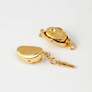 Polished S925 sterling silver 18k gold plated clasp for DIY pearl necklace and bracelet