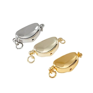 18k gold plated copper clasp set in silver, light gold, and yellow gold finishes