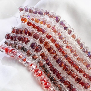 Macro shot of 12mm colorful lampwork glass beads with water ripple texture for DIY jewelry