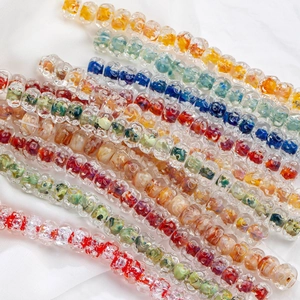 Handmade Lampwork Glass Beads Flat Round Water Wave Wheel Loose Beads For DIY Bracelet Necklace Jewelry Making Accessory