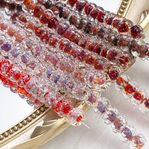 Handmade 12mm lampwork glass beads with water ripple texture for DIY jewelry making