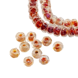 12mm handmade lampwork glass beads with orange spiral patterns for DIY jewelry making
