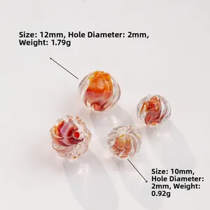 Handmade Lampwork Glass Beads Spiral Texture Gradient Color Loose Beads For DIY Bracelet Earring Jewelry Making Accessories
