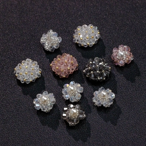 Handmade flower-shaped pearl and crystal beaded accessories for DIY jewelry and hair clips