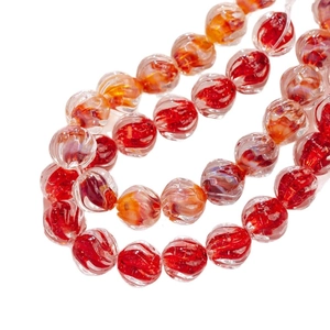 10mm gradient spiral lampwork glass beads in red and orange for DIY jewelry making