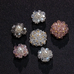 Handmade Crystal Flower DIY Accessories For Earrings Shoes Hair Clips Faux Artificial Pearl Beaded Floral Jewelry Making Components
