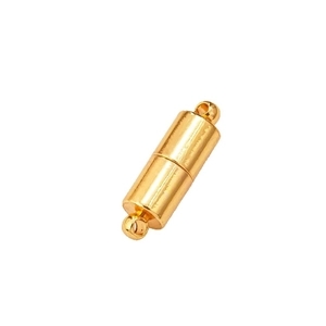 Fermoir magnétique cylindrique doré poli avec anneaux pour colliers et bracelets DIY