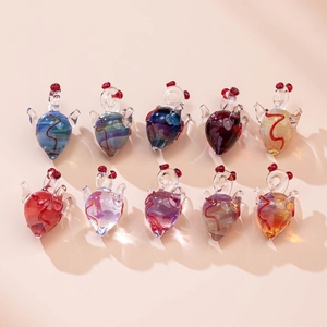 Pendenti a cuore in vetro fatti a mano in colori assortiti con finitura trasparente