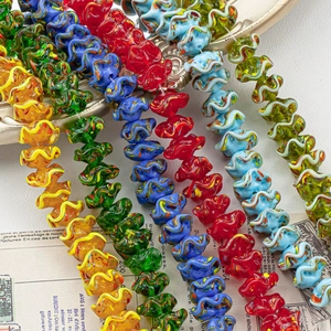 Bunte gewellte Lampwork-Glasperlen für DIY Schmuck und Armbänder Herstellung