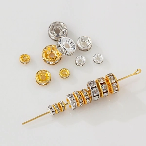 Separadores de rueda bañados en oro 18K y plata con circonitas para joyería artesanal DIY