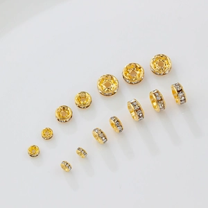 Espaciadores de rueda chapados en oro 18K con circonitas para creación de joyas DIY