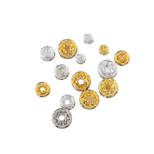 Cuentas espaciadoras de rueda con micro circonitas en oro de 18K para joyería DIY