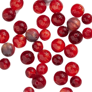Red 8/10mm resin beads with gold foil textures for DIY jewelry handmade crafts