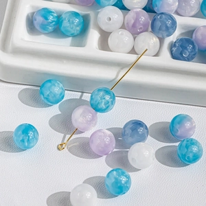 Perles de style œil de chat bleu et blanc effet ciel étoilé pour bijoux DIY et bracelets