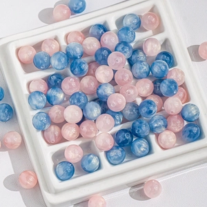 Pink and blue cat eye effect beads with gold glitter for DIY jewelry making