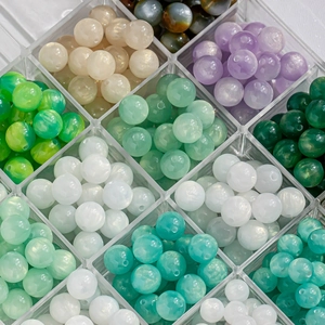 Lacquered Gilded Resin Beads Cat Eye Marbled Round Loose Beads For DIY Jewelry Making Bracelet Necklace Handmade Accessory