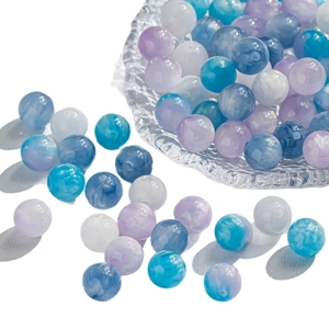Perles facettées œil de chat bleu et blanc pour bijoux DIY et colliers