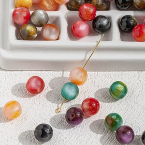 Colorful 10mm marble pattern resin beads for DIY bracelets and handmade jewelry