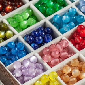 10mm Cat Eye Resin Beads Chinese Style Round Spacer Beads For DIY Jewelry Making Bracelet Phone Chain Accessories Multi Colors