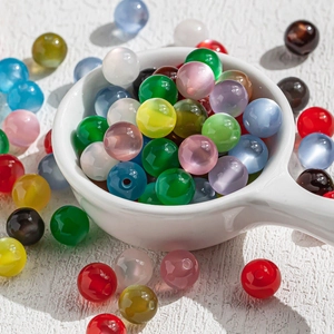Colorful 10mm iridescent cat eye resin beads for handmade DIY bracelets and accessories