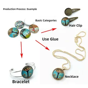 Kit gioielli fai da te con cabochon in vetro e basi in lega per collane e bracciali