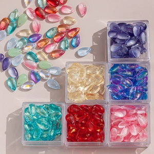 Vintage Teardrop Glass Beads Gradient Petal Pendants For DIY Hairpin Jewelry Making Accessories Handcrafted Materials