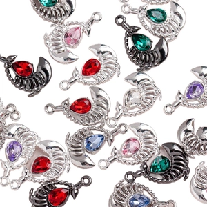 Teardrop gemstone alloy whale pendants in multiple colors for DIY jewelry crafting