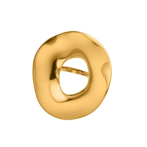Irregular wave-shaped 18k gold-plated stainless steel ring with polished mirror finish