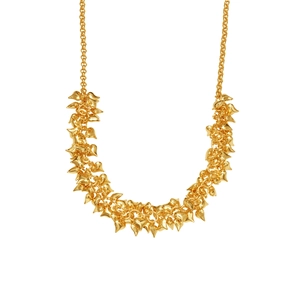 Minimalist stainless steel necklace with multiple heart charms in 18k gold finish