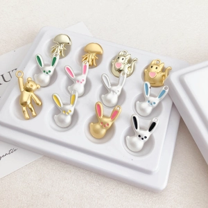 Cute Animal Alloy Enamel Charms For DIY Jewelry Making Rabbit Cat Bear Jellyfish Pendant Accessories For Necklace Bracelet