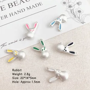 DIY Alloy Rabbit Charms in Six Matte Colors for Jewelry Making, 20x14x5mm Pendants