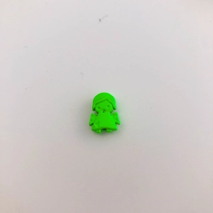 Green cartoon character beads for DIY jewelry making in a minimalist matte finish