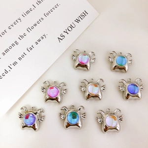 Iridescent Alloy Little Devil Monster Pendant Charm DIY Jewelry Making Craft Accessories Cute Winged Demon Pendants